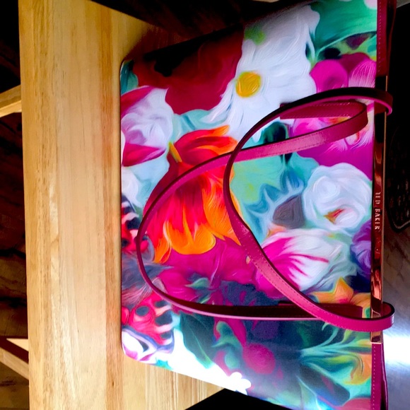NWOT Ted Baker Leather Floral Tote - Picture 3 of 6